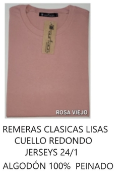 REMERA CUELLO REDONDO 100% ALGODON JERSEY 24/1 COLOR LISO (I8000-M-ROSA)