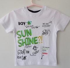 REMERA DE CHICOS 100% ALGODON PEINADO ESTAMAPADA TALLE 8 SUN SHINE (I6006-T8-BLANCO)