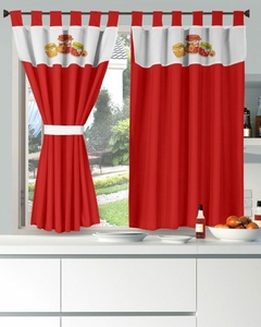 JGO CORTINA COCINA DISEÑO FRASCOS - FRANCA VALIERI - 2 PAÑOS DE 135X120CM (A4035) - tienda online