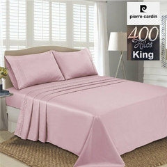 JGO.SABANA KING SIZE SATEN 400 HILO PIERRE CARDIN LINEA ALGODON 100% para colchon 200X200+45 CM (A9005-5ROSA)