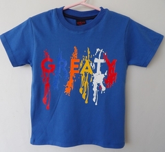 REMERA DE CHICOS 100% ALGODON DOBLE PEINADO ESTAMAPA DOBLE TALLE 10 GREATY (I6005-T10-AZUL)