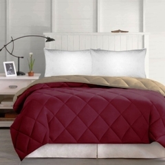 Acolchado QUEEN Confort Estilo marca Franca Valieri reversible doble estacion (260x240cm) (A2971-4BORDO)