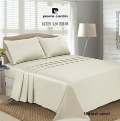 JGO.SABANA QUEEN EN SATEN 320 HILO PIERRE CARDIN ALGODON 100% p/colchon 160x200+35 cm (A9006-4NATURAL)