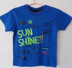 REMERA DE CHICOS 100% ALGODON PEINADO ESTAMAPADA TALLE 10 SUN SHINE (I6006-T10-AZUL)