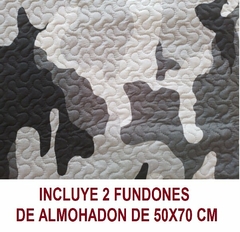 CUBRECAMA 2 1/2 CON FUNDONES DE ALMOHADON 50X70 MEDIDA 230X240CM MICROFIBRA 100 GRS (A17554-3FSMCAM1)