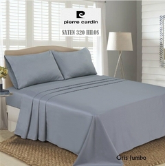 JGO.SABANA KING SIZE EN SATEN 320 HILO PIERRE CARDIN ALGODON 100% p/colchon 200x200+35 cm (A9006-5GRIS)