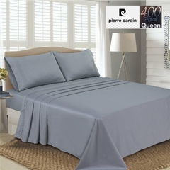 JGO.SABANA QUEEN SATEN 400 HILO PIERRE CARDIN LINEA ALGODON 100% para colchon 160x200+40 CM (A9005-4GRIS)