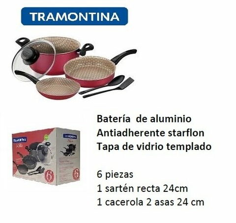 BATERIA TRAMONTINA LINEA MILAN DE 6 PIEZAS ART 20599/790 (A2886)