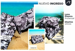 LONA PLAYERA XL (2 pzas 140X200cm) TELA LONA PESADA + 2 ALMOHADON 30x20cm PACK con CIERRE (A20955-XL-2)