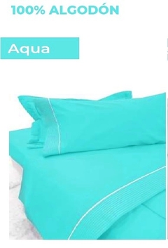 JGO. SABANA 2 1/2 CON GUARDA EMBOZO 180 HILOS 100% ALGODON para colchon de 140x190+25cm (A8742-3AQUA)