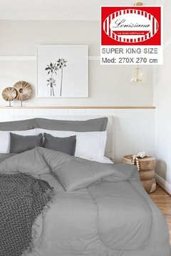 ACOLCHADO KING SIZE LOUSIANA LINEA PESADA 600 HILOS 280X280CM MICROFIBRA 120 GRS PEINADO SUPER SOFT (A18550-KSGRIS)