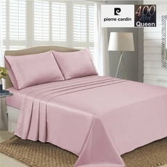 JGO.SABANA QUEEN SATEN 400 HILO PIERRE CARDIN LINEA ALGODON 100% para colchon 160x200+40 CM (A9005-4ROSA)