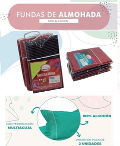 FUNDA DE ALMOHADA X2UNID CON EMBOZO 180 HILOS 100% ALGODON PACK X 2 UNIDADES 50X75CM C/U (AF742)