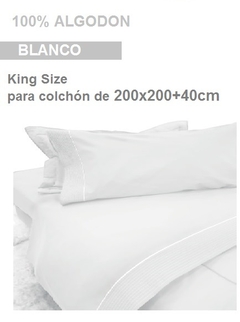 JGO.SABANA KING SIZE (HASTA 40CM ALTO) 180 HILOS 100% ALGODON COLCHON 200X200+40CM (A8742-KSH40BLAN)