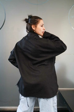 Campera Gabardina Oversize Negra - comprar online