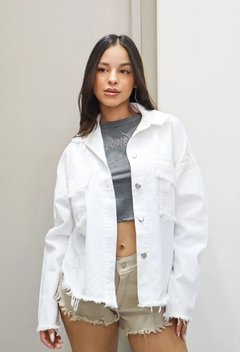 Campera Gabardina Oversize Blanca