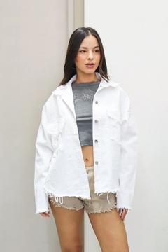 Campera Gabardina Oversize Blanca - Shaina Trendy Store