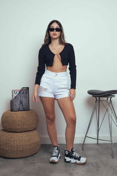 Short Jean Roturas Blanco