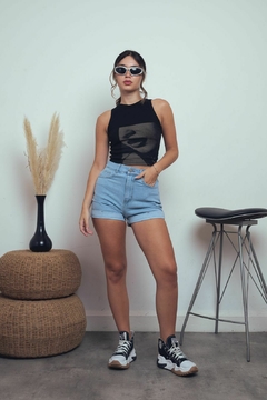 Short Jean Rígido Celeste - Shaina Trendy Store