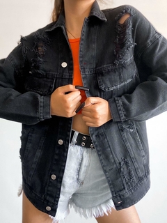 Campera Jean Oversize con Roturas - comprar online