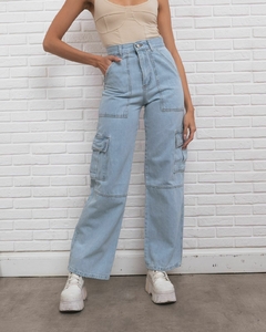 Jean Wide Leg Cargo Celeste - comprar online