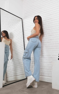 Jean Wide Leg Cargo Celeste - tienda online