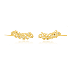 BRINCO EAR CUFF FLORES BANHADO A OURO SEMIJOIA