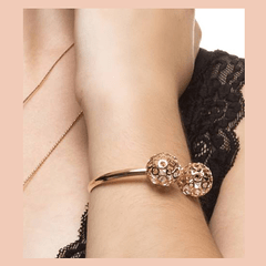 PULSEIRA BRACELETE BOLAS COM CRISTAIS OURO SEMI JÓIA