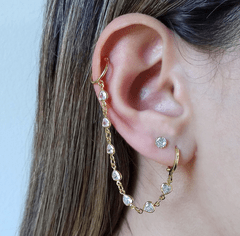 BRINCO EAR CUFF  CORAÇÕES PIERCING ENCAIXE  SEMIJOIA