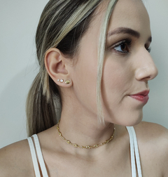 GARGANTILHA CHOKER MINI BÚZIO BANHO OURO SEMIJOIA