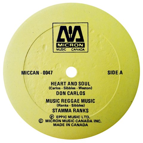 12" Don Carlos/Stamma Ranks - Heart & Soul/Music Reggae Music (Original Press) [VG+]