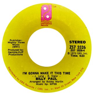 7" Billy Paul - Am I Black Enough For You/I'm Gonna Make It This Time (Original Press) [VG] - comprar online