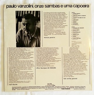 LP Paulo Vanzolini - Onze Sambas e Uma Capoeira (Original Press) [VG+] - comprar online