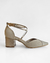 Stiletto cruzado Terciopelo beige con detalles cobre