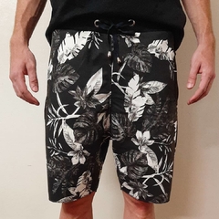 Bermuda Moletom Floral Preto