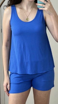 Conjunto Canelado Regata Azul