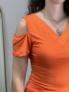 Blusa Gola V Ombro Vazado Laranja - Dryas