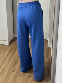 Calça Wide Leg Moletom Azul - Dryas