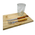 10591 - Set plato madera, vaso vidrio grabado y cubiertos River - comprar online