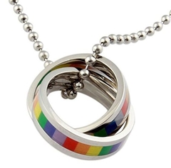 Colar Alianças Orgulho LGBT Arco Iris Em Aço Cirúrgico ( cod. PPN-006 )