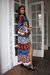Kimono Sofía Petra largo de seda natural estampado - comprar online