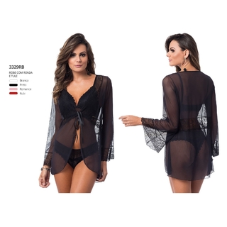 ROBE COM RENDA E TULE - (PRETO, BRANCO ou VERMELHO) - 3329