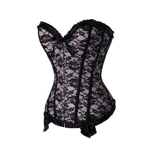 Corselet Tomara que Caia ROSA e PRETO com Barbatanas e FECHO em Metal - 8002