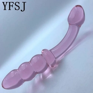 Plug Anal ou Vaginal Duplo de VIDRO Cristal Escalonado e Ponto G 16,5x3cm - LIB YF0391