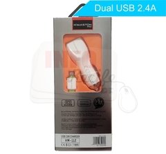 Carregador Veicular H'Maston Dual USB 2.4A + Cabo Micro USB (V8) - HM112