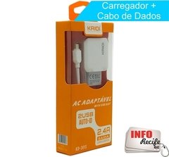 Carregador Parede Kaidi 2 USB 2.4A + Cabo Micro USB (V8) - KD301S