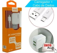 Carregador Parede Kaidi 2 USB 2.4A + Cabo Micro USB (V8) - KD301S - comprar online
