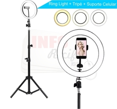 Ring Light 26cm + Tripé 1.90m + Suporte para celular - LX260