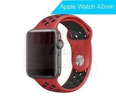 Pulseira de Borracha Vermelha com Preto Apple Watch 42mm / 44mm - Info Recife PE