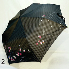 093 - Paraguas Mini Negro Flores Perletti - tienda online